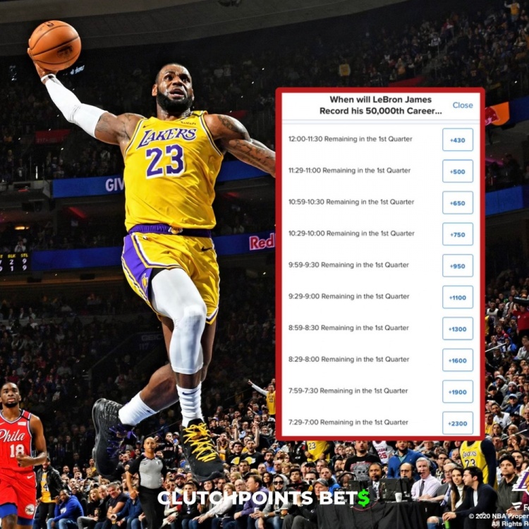 僅差1分！詹姆斯今日何時破五萬分賠率：開場30秒內(nèi)最被看好