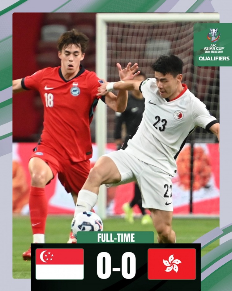 2027年亞預(yù)賽第三階段首輪，新加坡隊(duì)0-0戰(zhàn)平中國香港隊(duì)